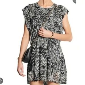 IRO Paris Cantela Black White Print Mini Dress French Designer Chic Medium